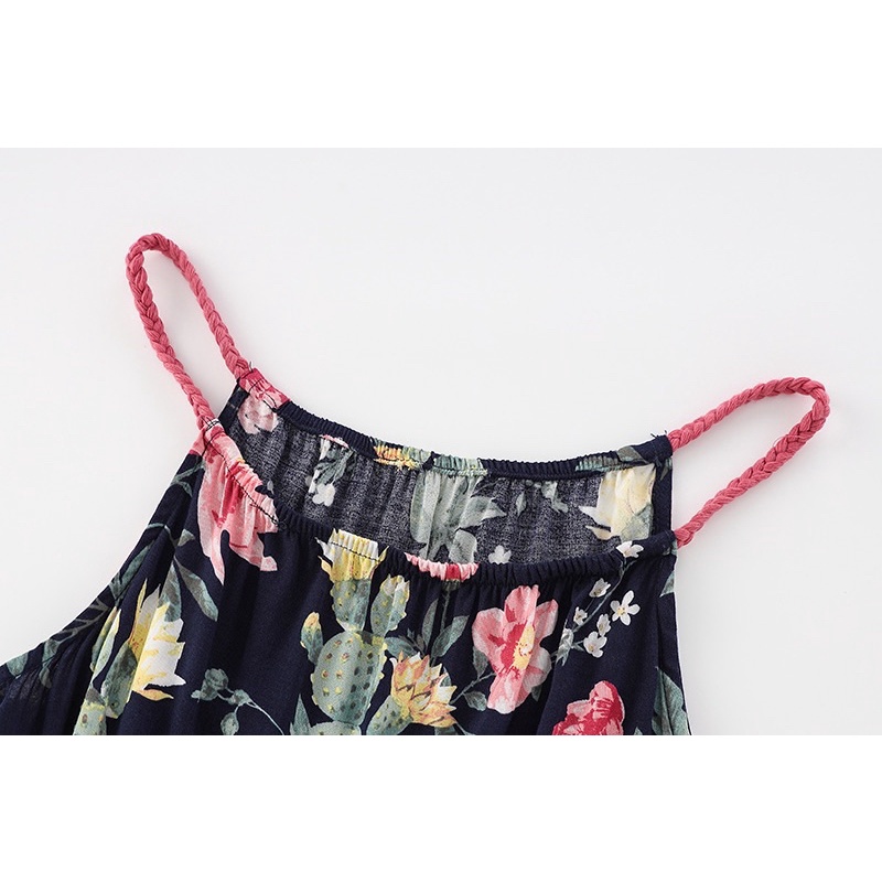 [SIZE ĐẠI] Jumpsuit tole lanh HM hoa đen xuất xịn cho bé gái