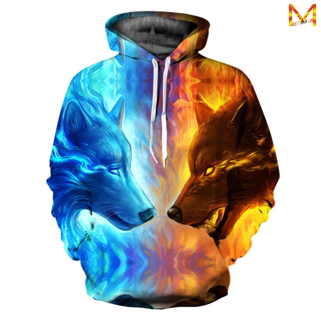 Áo hoodie in hình sói 3D ấn tượng