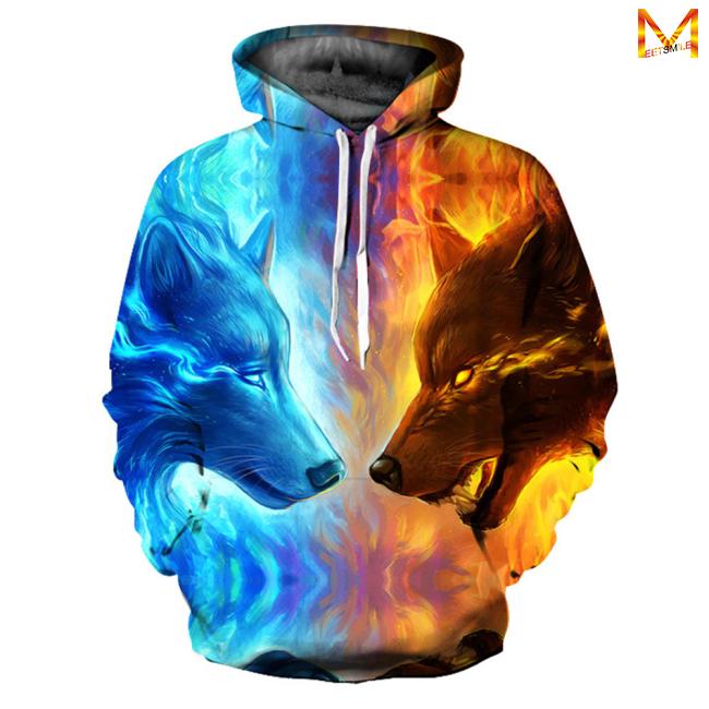 Áo hoodie in hình sói 3D ấn tượng