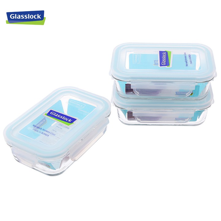 Bộ 3 Hộp thủy tinh cường lực Glasslock MCRB040 400ml Hàn Quốc - Larva Store