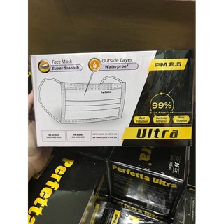 KHẨU TRANG PERFETTA ULTRA KHÁNG KHUẨN 4 LỚP MÀU TRẮNG (đóng gói riêng từng cái)