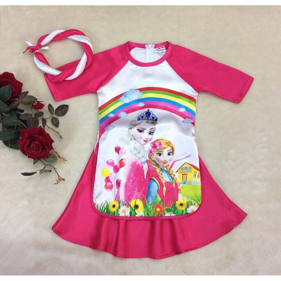 : Bộ áo dài cách tân bé gái ELSA hàng sài gòn cao cấp