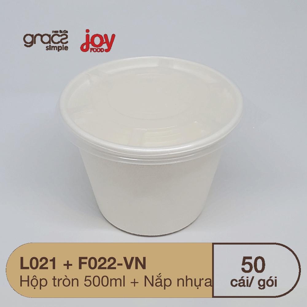 50 hộp tròn bã mía Thái Lan 500ml, hộp dùng 1 lần thân thiện với môi trường/ Kèm Nắp