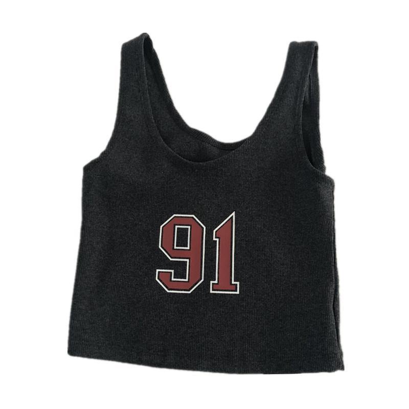 Áo hai dây dệt kim Ielgy co giãn in số phong cách thể thao thời trang Hàn Quốc