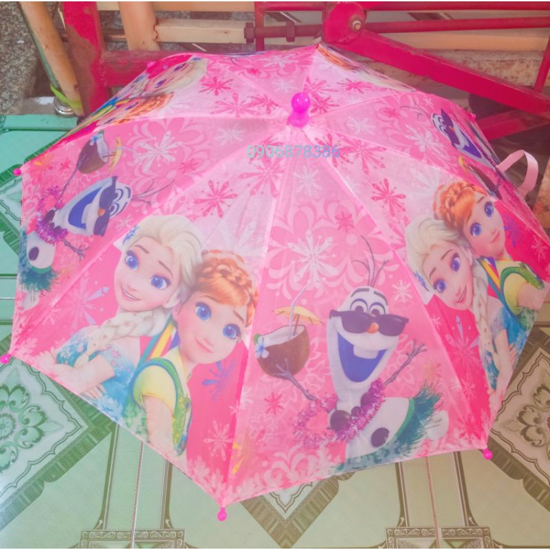 Ô dù công chúa Elsa Hello Kitty Ngựa Pony Heo peppa chuột Mickey Doremon cho bé gái