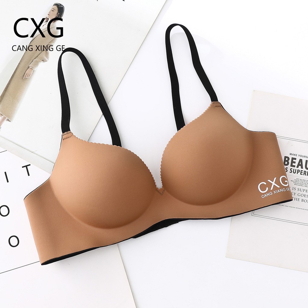 Áo lót nữ su đúc CXG không gọng, nâng ngực phối màu quai chip bra, áo ngực su đúc A20