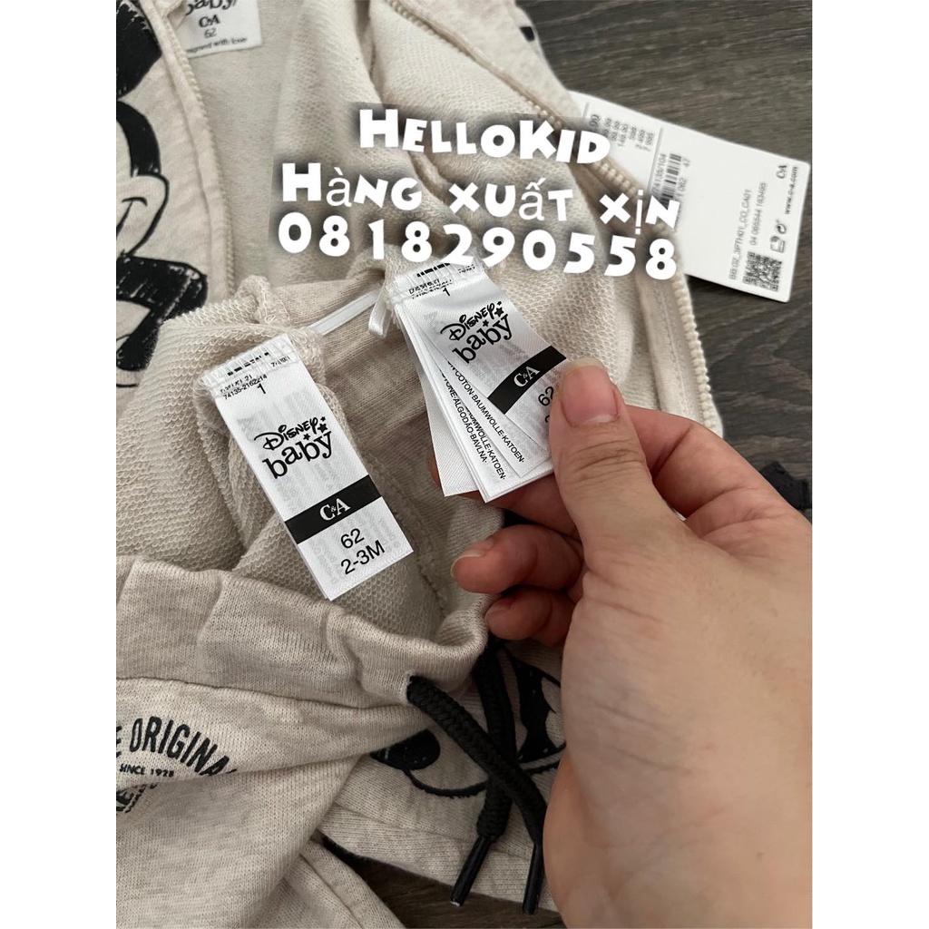 B413 - Bộ khoác nỉ da cá mickey nude bé trai &amp; bé gái