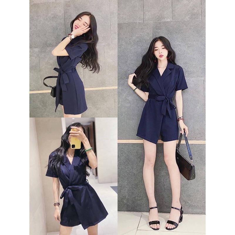 👗 [ ẢNH THẬT ] Vest Jumpsuit Xanh Cột Eo Xinh Xắn Sang Trọng ❤️