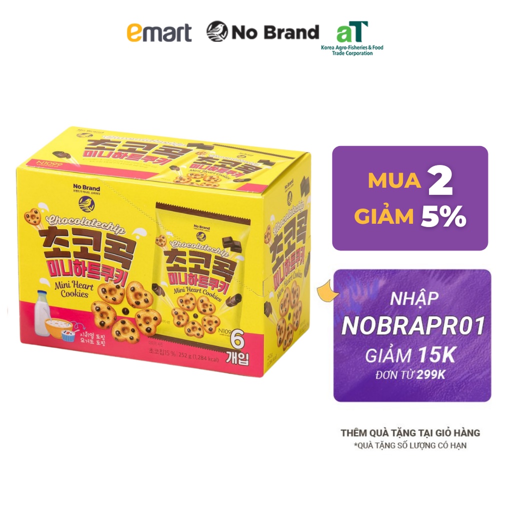 Bánh Quy Mini Hình Trái Tim Vị Socola No Brand Hộp 252g (6 gói) - Emart VN