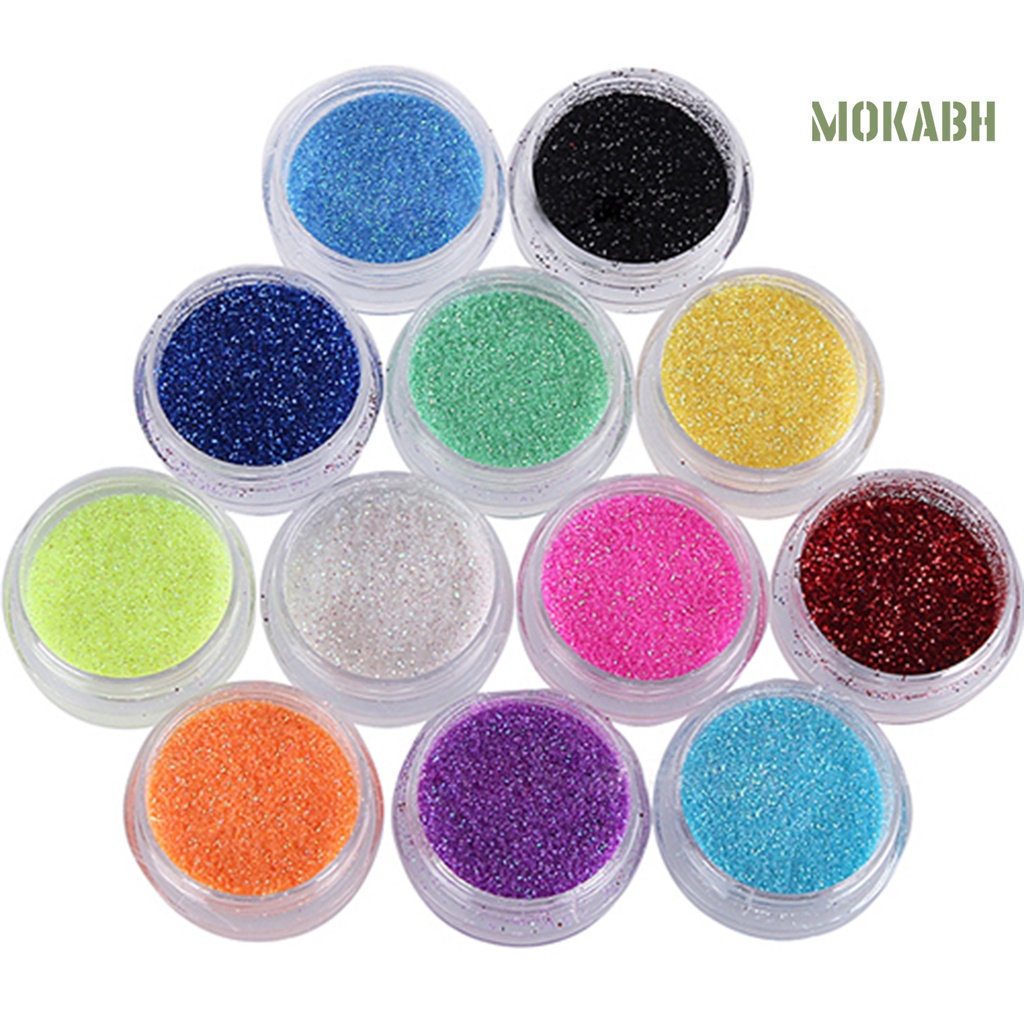 Set 12 Hộp Bột Kim Tuyến Lấp Lánh Dùng Để Trang Trí Móng Nghệ Thuật