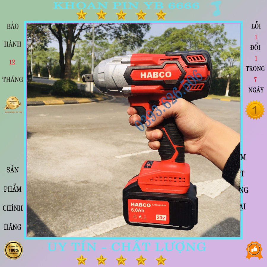 Máy Siết Bulong HABCO Lực siết khủng 880NM, dung lượng pin khủng,máy khoan pin 3 chức năng khoan bắn vít siết Mở Bu Long
