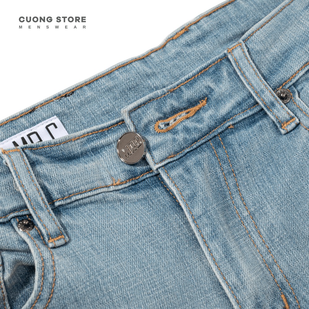 Quần short jean nam xanh rách MRC S242-SN chất cotton cao cấp, form ôm vừa vặn, tôn dáng, trẻ trung - CUONG STORE