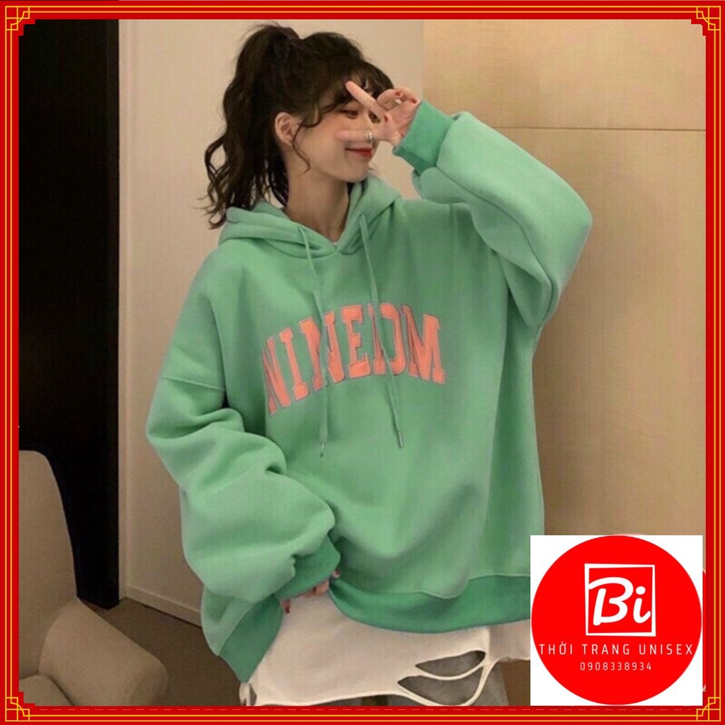 NINEDM_Áo Khoác Nỉ Bomber_ Tay Cánh Dơi Phồng Phom Rộng_Chất Nỉ Bông Ngoại Nhập Không Xù Lông_May 2Lớp Nón Siêu Kute
