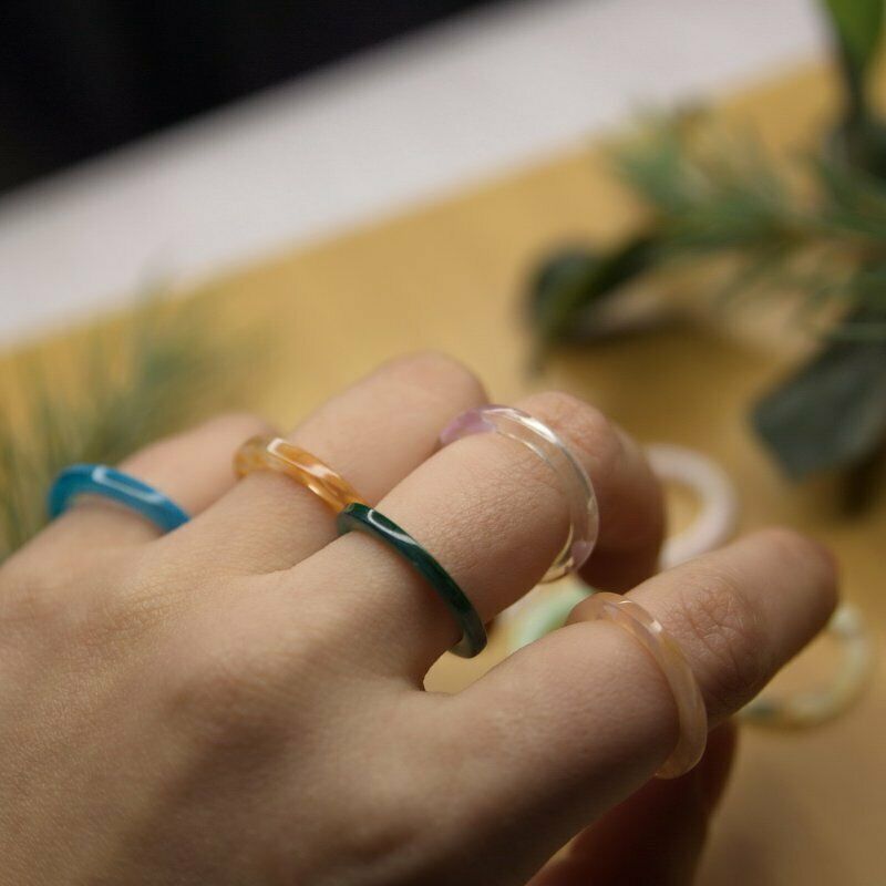 Bộ 5 / 10 Nhẫn Nhựa Acrylic Trong Suốt Nhiều Màu