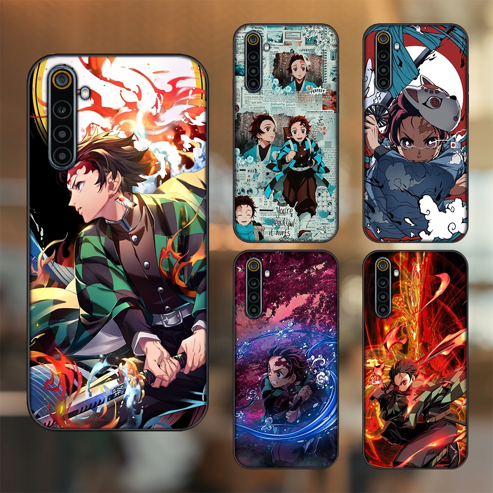 Ốp lưng Realme 6, 6 Pro viền đen in hình Tanjiro Kimetsu No Yaiba