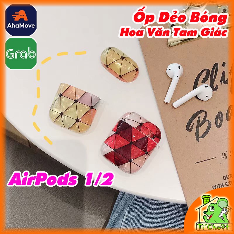 [Ảnh Thật] Bao Ốp Case Airpods 1/2 Nhựa Dẻo Sơn Bóng Hoa Văn Tam Giác