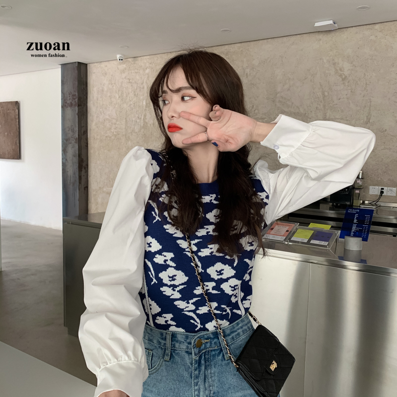 SUXI Áo Dệt Kim Tay Dài Dáng Rộng Thời Trang Mùa Thu Trẻ Trung Cho Nữ