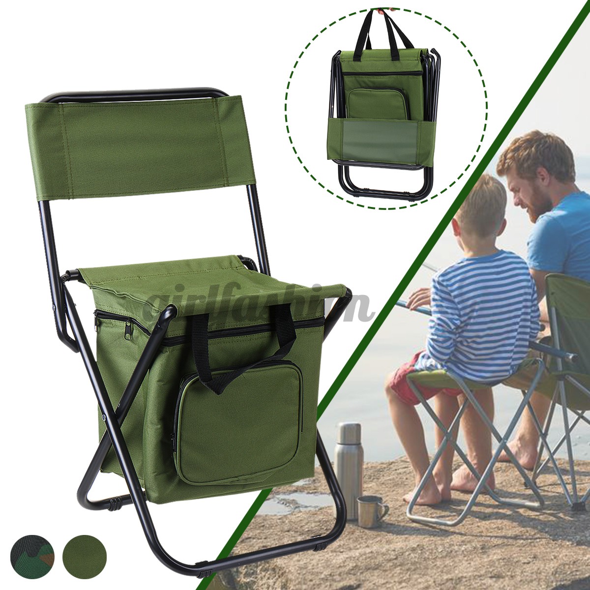 Ghế ngồi đi câu cá cắm trại có thể gập lại được tiện dụng với túi cách nhiệt