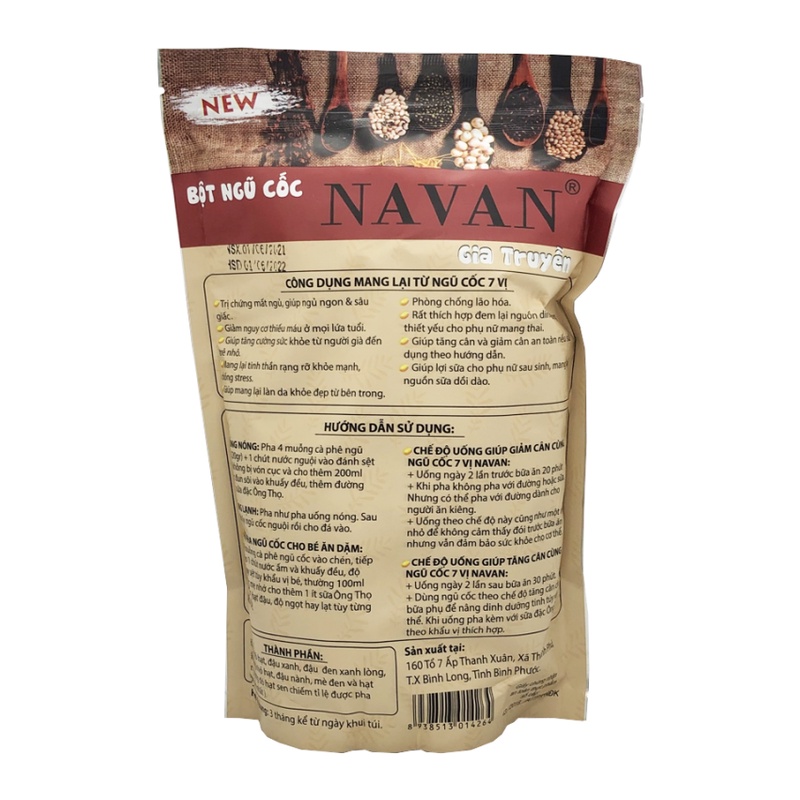 Ngũ cốc navan 7 vị đậu 800gr kèm quà tặng, bột ngũ cốc dinh dưỡng, lợi sữa, date mới