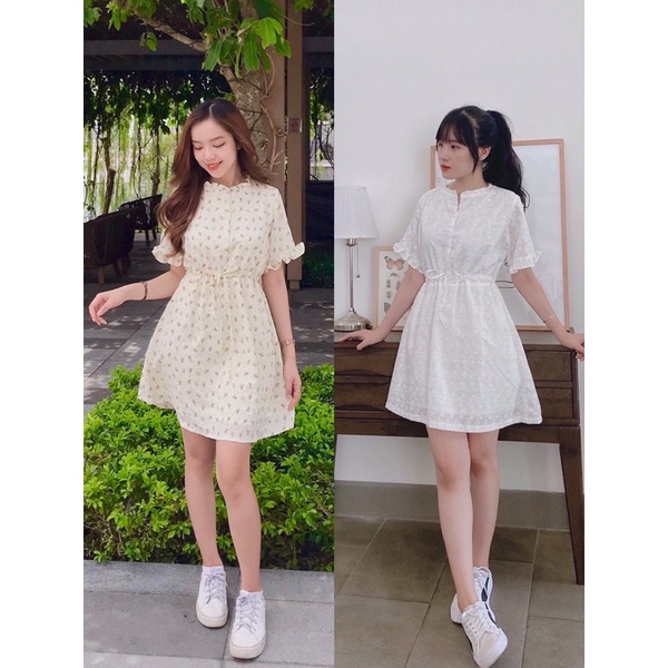 Đầm hoa nổi form ngắn