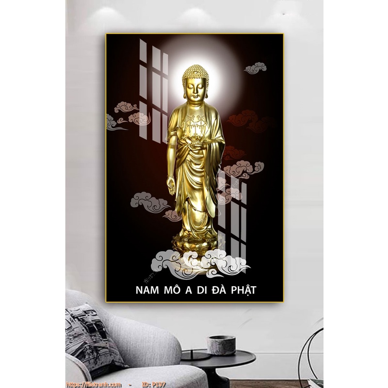 Tranh treo tường - Tranh Laminate tráng gương Phật Giáo 03 - Bộ 1 tấm