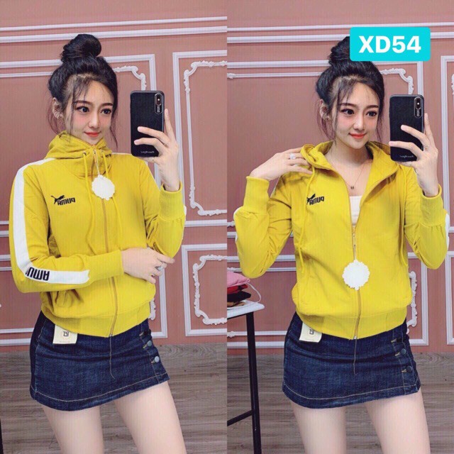 Áo khoác nữ thun da cá thêu chữ viền sọc trắng | BigBuy360 - bigbuy360.vn