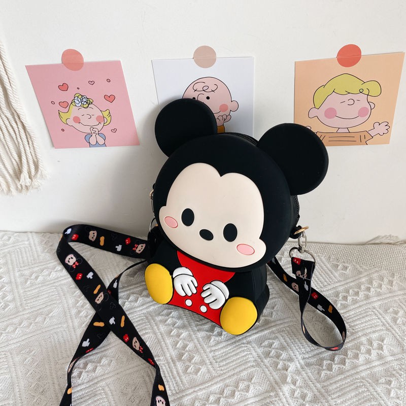 Túi Nhựa Silicon,Túi Đeo Chéo Hình Chuột Mickey Minnie Dễ Thương Cho Bé túi kẹp nách bò sữa