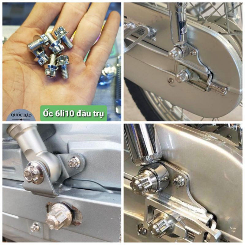 SALAYA TBT Ốc 6x10 v1 đầu trụ cnc inox 304 gắn carte ốp pô dàn áo các loại xe bảo hành trọn đời