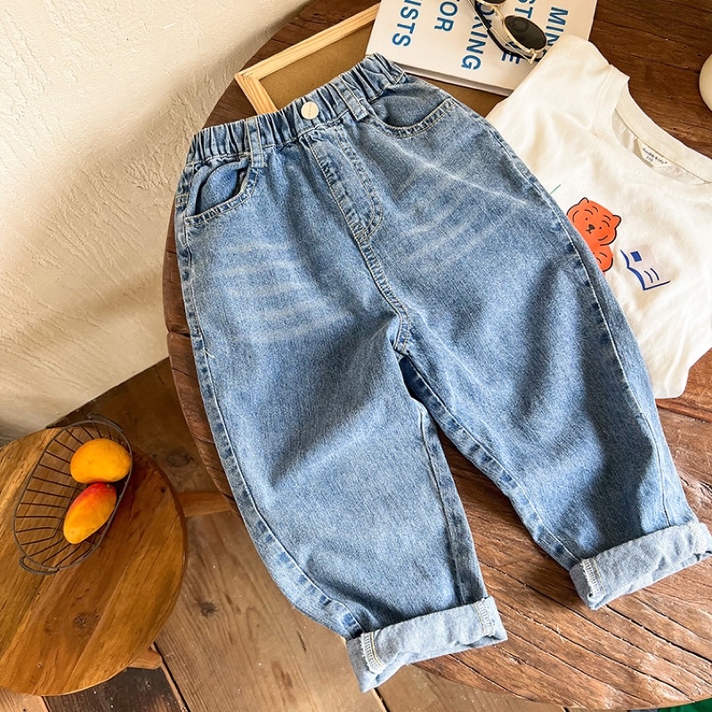 Quần giả Jean dài wax ngang cá tính cho bé Q826 [Chất giả Jean]