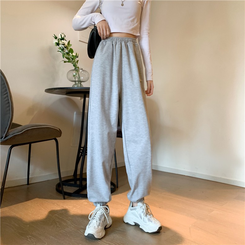 Quần jogger nữ lưng cao GUO-UO chất nỉ da cá phong cách hè thu 2021