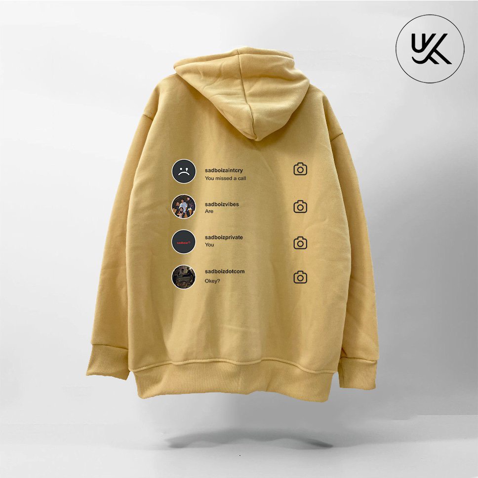 Áo HOODIE Sadboiz Sadtagram, Form RỘNG Oversize màu xám xanh khói, be, áo nỉ bông Cao Cấp Unisex Nam Nữ có mũ. KKIMShop