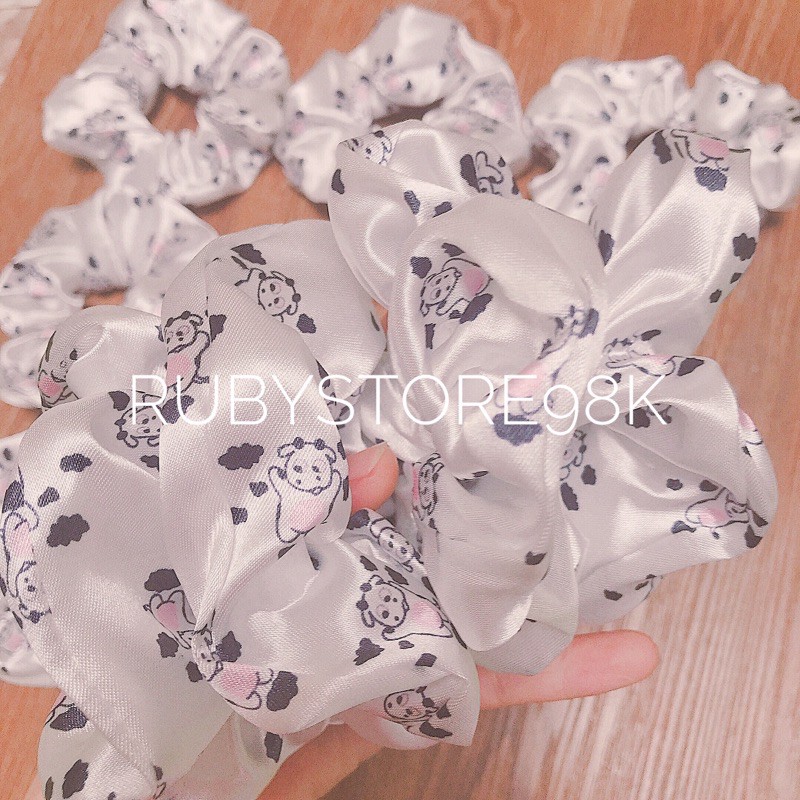 Cột tóc vải scrunchies Bò sữa siêu hot