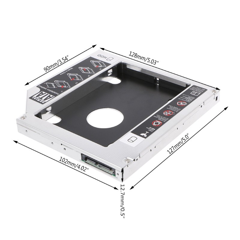 Hộp Đựng Ổ Cứng Ssd 12.7mm 2nd Hdd Caddy Sata 3.0 2.5 "Cho Laptop Odd Dvd / Cd-Rom Optical Bay | BigBuy360 - bigbuy360.vn