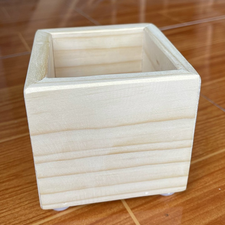 Chậu gỗ thông decor trồng cây cảnh mini, hoa cảnh để bàn, sen đá, xương rồng, tiểu cảnh