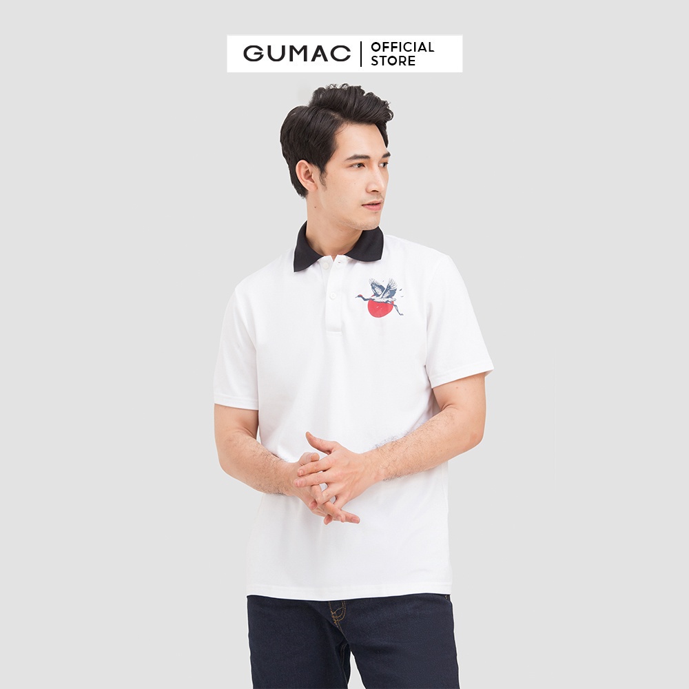 [Mã WABRGUM giảm 10% tối đa 30K đơn 99K] Áo thun polo nam in hạc GUMAC ATNB589