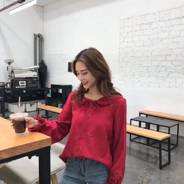 Áo sơ mi bèo cổ(hàng quảng châu cao cấp)
