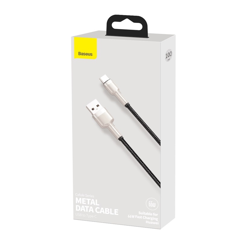 Dây cáp dữ liệu Baseus Cafule 66W USB sang Type-C bằng kim loại