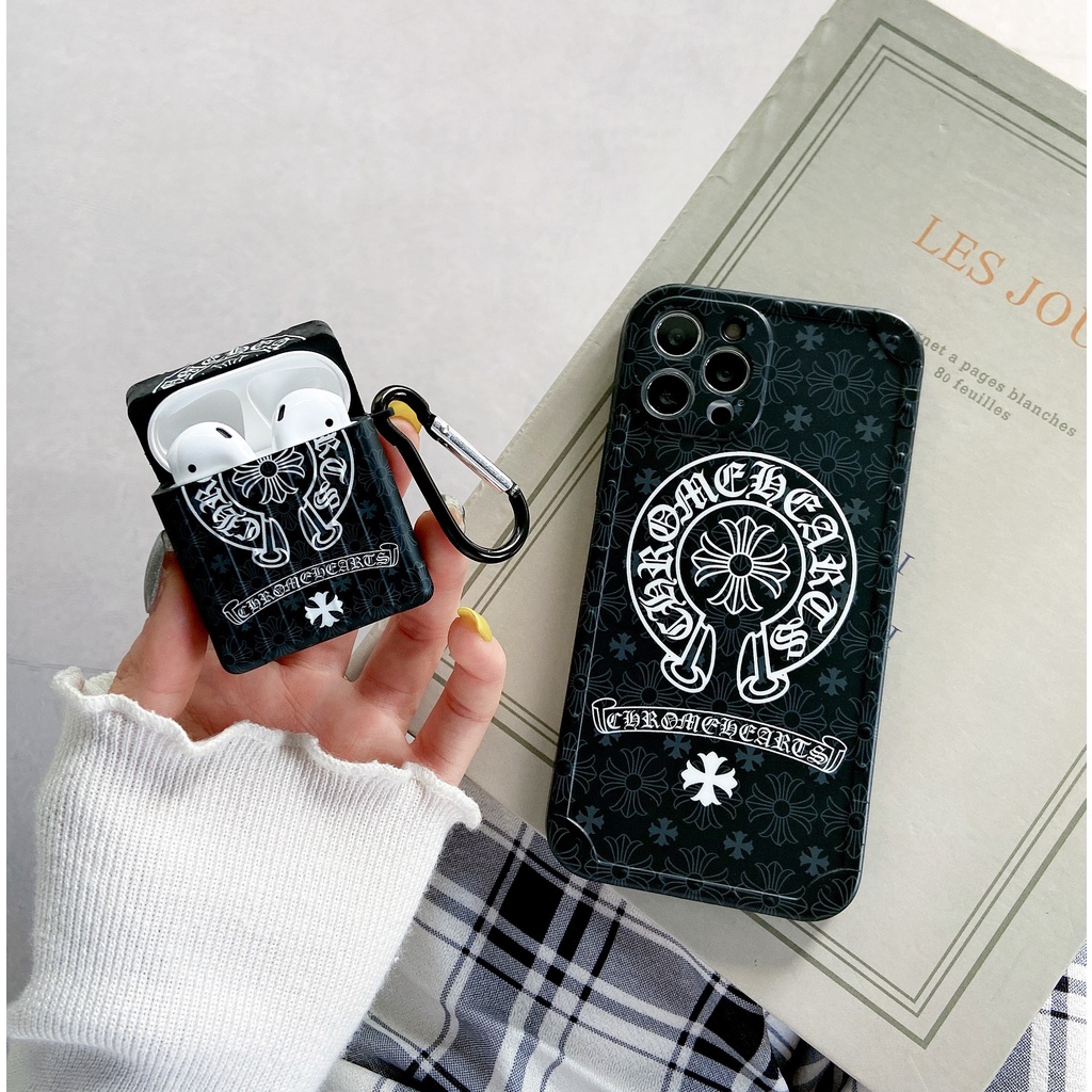Vỏ bảo vệ hộp sạc tai nghe Bluetooth thích hợp cho Airpods Pro 3 Apple chất liệu mềm hình Chrome Hearts