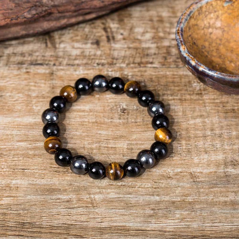 8/10mm Tiger Eye Hematite Black Obsidian Stone Bead Bracelet Men Bracelet