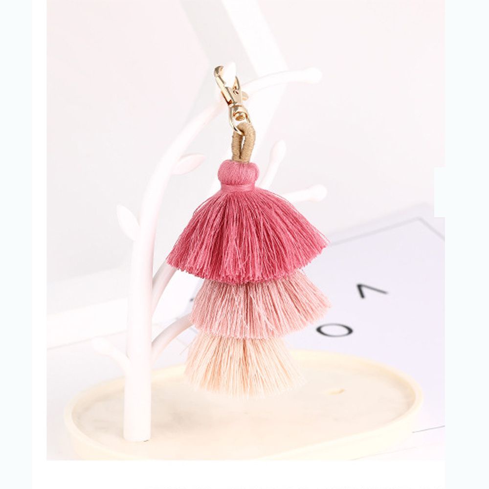 Móc khóa ba lớp phối tua rua phong cách Bohemian thời trang MIHAN1