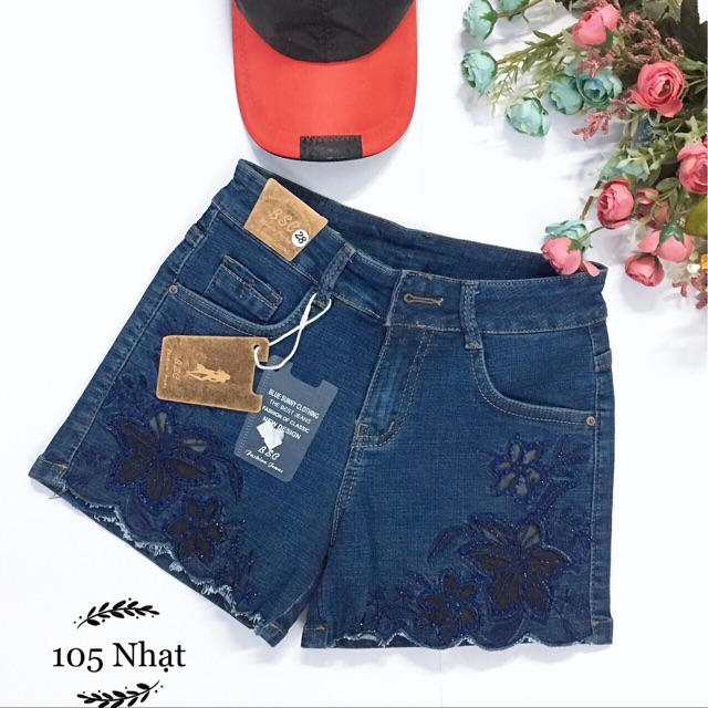 Quần jean sọt thêu hoa có đính cườm (có big size)
