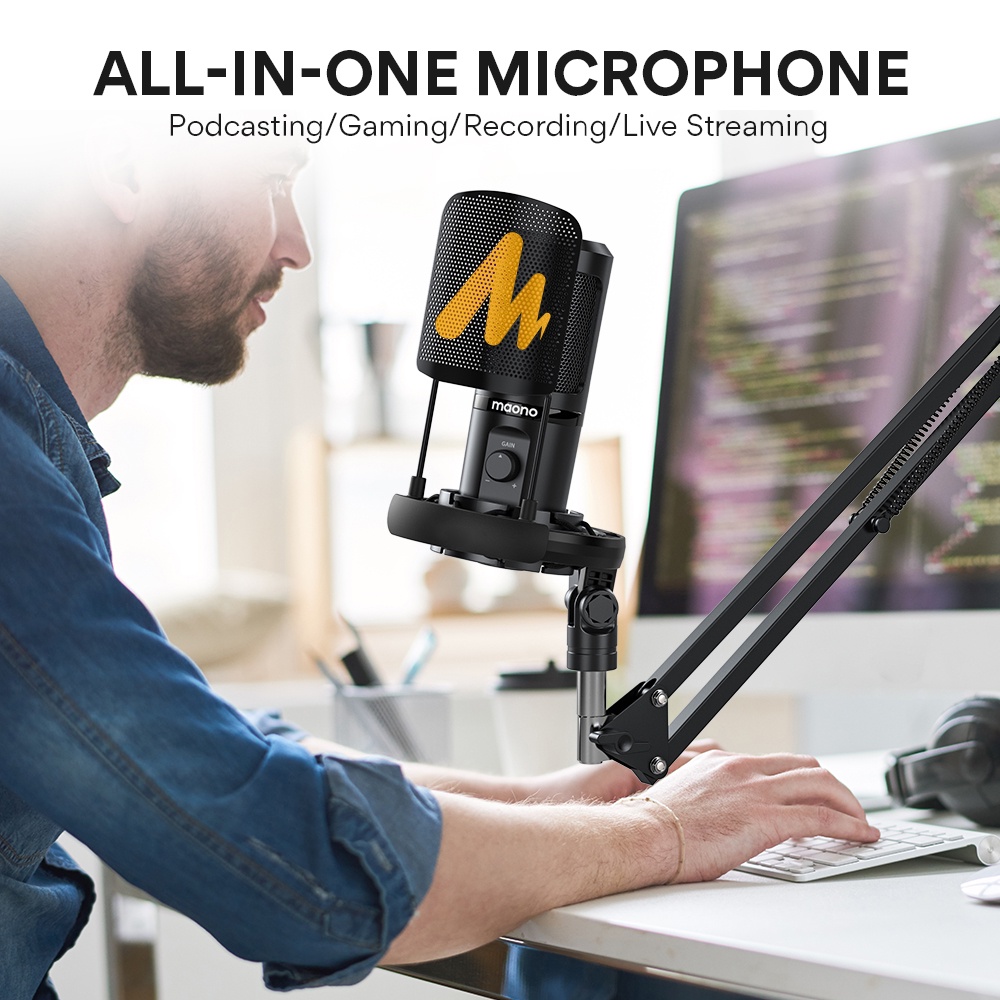 Micro Thu Âm USB MAONO AU-PM461S Kèm Giá Đỡ Micro Tiện Dụng Cho Máy Tính Bàn/Laptop