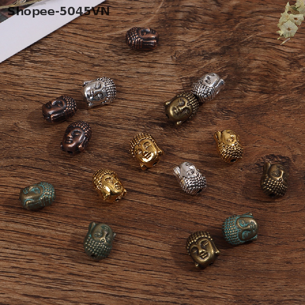 Set 10 Hạt Xỏ Lỗ Hình Đầu Phật Làm Trang Sức Thủ Công