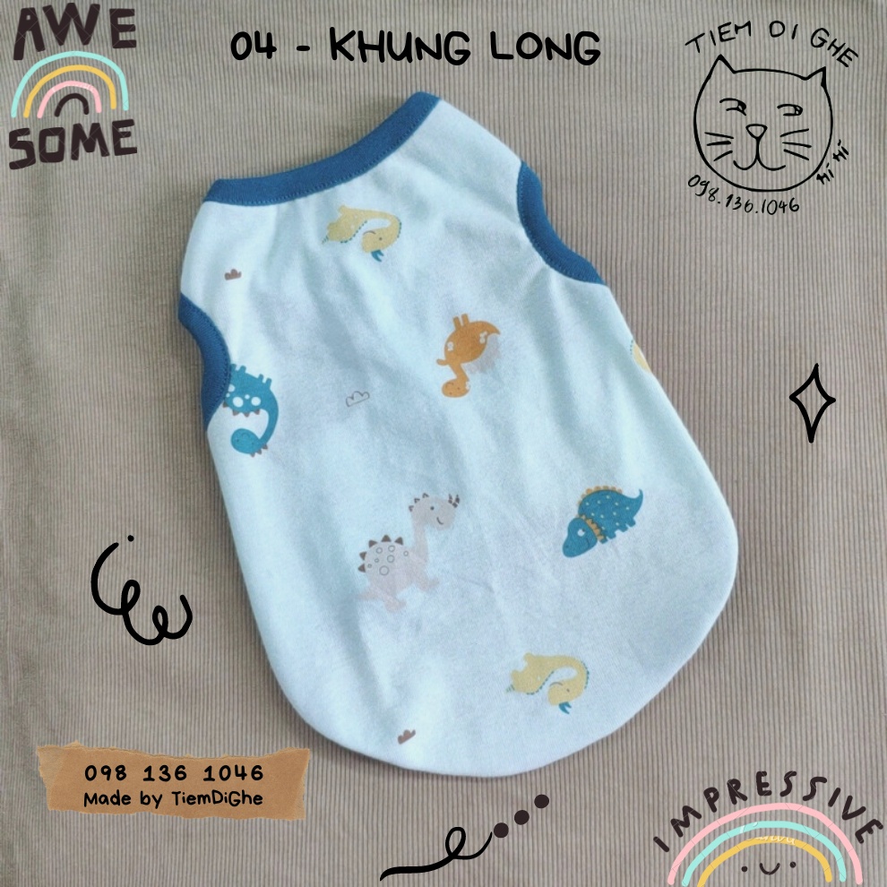 TDG001 - Áo thun thú cưng đáng yêu - Áo ba lỗ Mèo thun Hàn Quốc