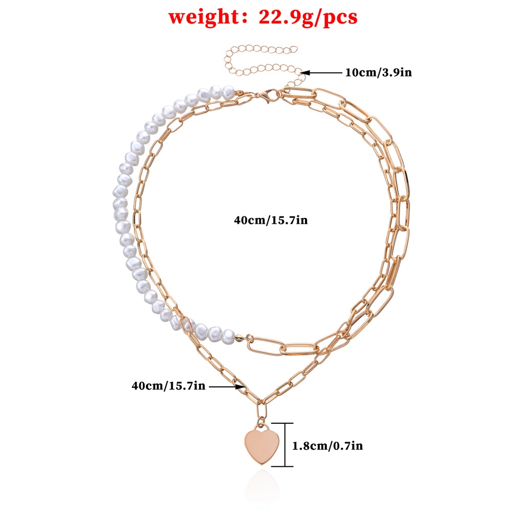 (0293) Dây Chuyền Vòng Cổ Choker Phối Hợp Ngọc Xích Mặt Tim HipHop Retro Sáng Tạo