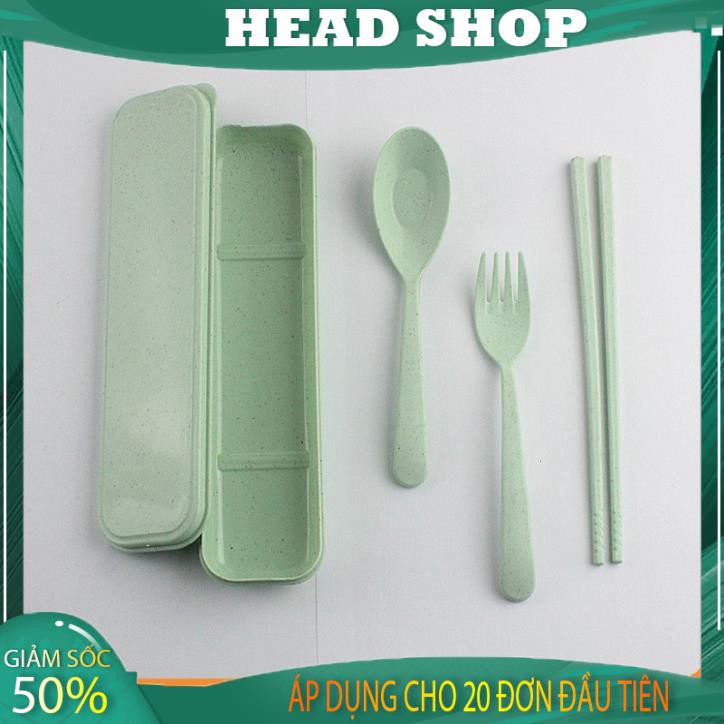 Bộ hộp 3 món Thìa Đũa Dĩa Lúa Mạch Ăn Trưa Văn Phòng TD1 Sản phẩm giao ngẫu nhiên màu HEAD SHOP