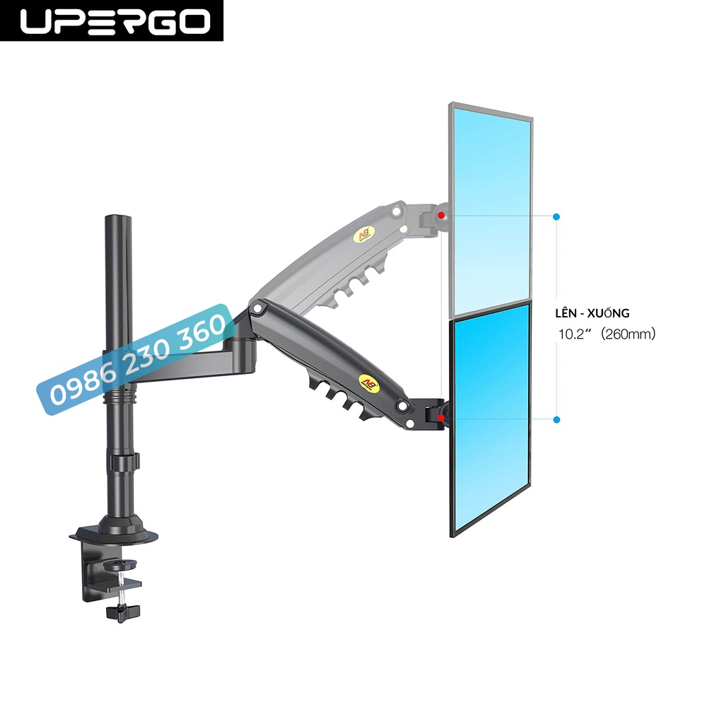 Giá Treo Màn Hình NB-H100 Tương Thích Màn 27-34 Inch - Tải Trọng 12Kg  - Lắp Đặt Kẹp Bàn &amp; Vít Xuyên Bàn