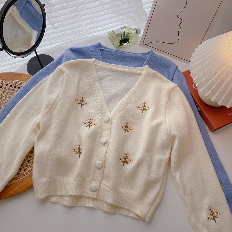 [Ảnh thật] Áo Cardigan Len Nữ Thu Đông Hoạ Tiết Hoa Nhí DMee | BigBuy360 - bigbuy360.vn