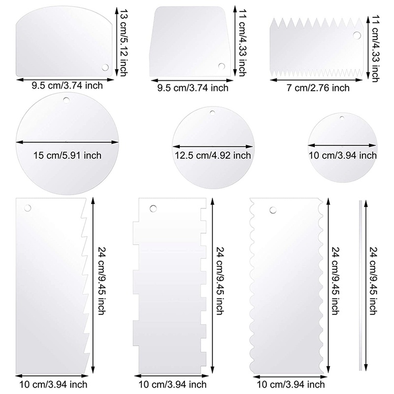 Bộ 12 Đĩa Cạo Trang Trí Bánh Kem Hình Tròn Bằng Acrylic Có Lỗ Trung Tâm