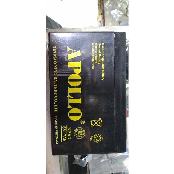 Bình ác quy xe điện trẻ em - ô tô điện - xe máy điện - 6v -7AH Hiệu apolo